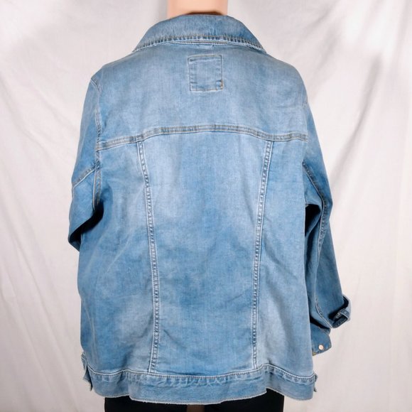 Plus Size LC Lauren Conrad Jean Jacket-Memory Wash-2X-New with Tags - Picture 3 of 3